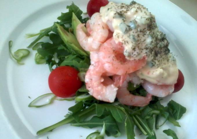 Recipe of Favorite Prawn cocktail with Rocket and Cucumber dressing for Vegetarian Food