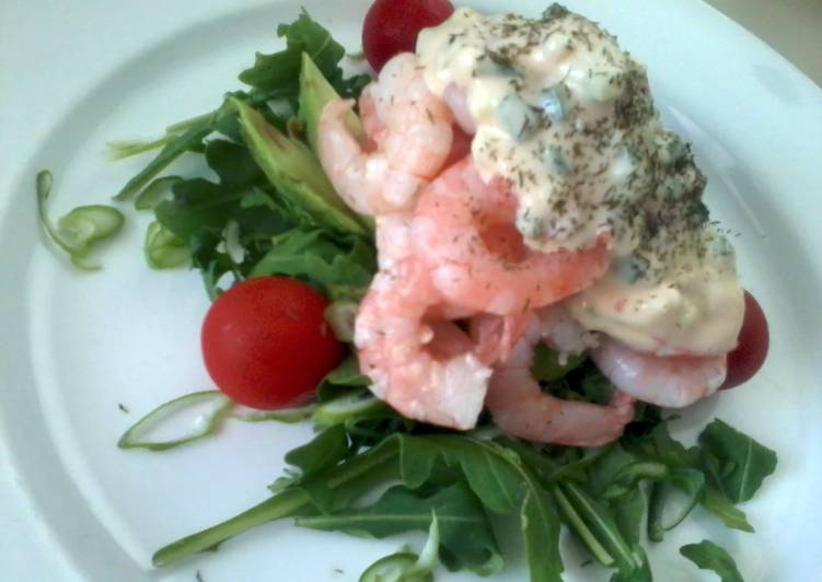 Simple Way to Prepare Favorite Prawn cocktail with Rocket and Cucumber dressing