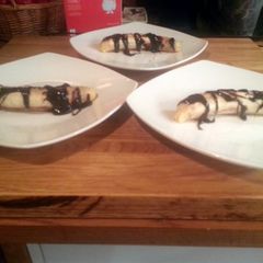 A picture of Baked Banana (with chocolate sauce).