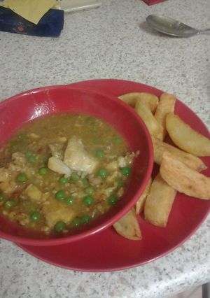 A picture of My Curried Fish and Chips.