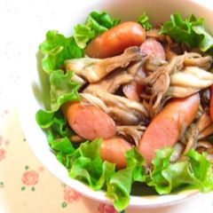 A picture of Maitake Mushroom & Wiener Sausage Stir-Fry.
