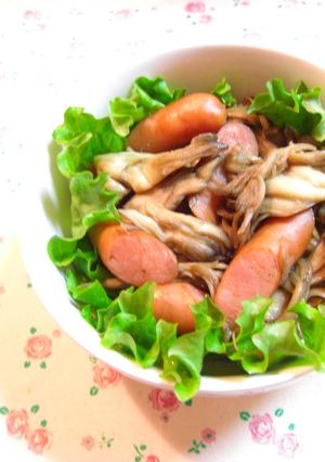 A picture of Maitake Mushroom & Wiener Sausage Stir-Fry.