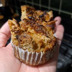 A picture of Sourdough bread and butter pudding cupcakes.