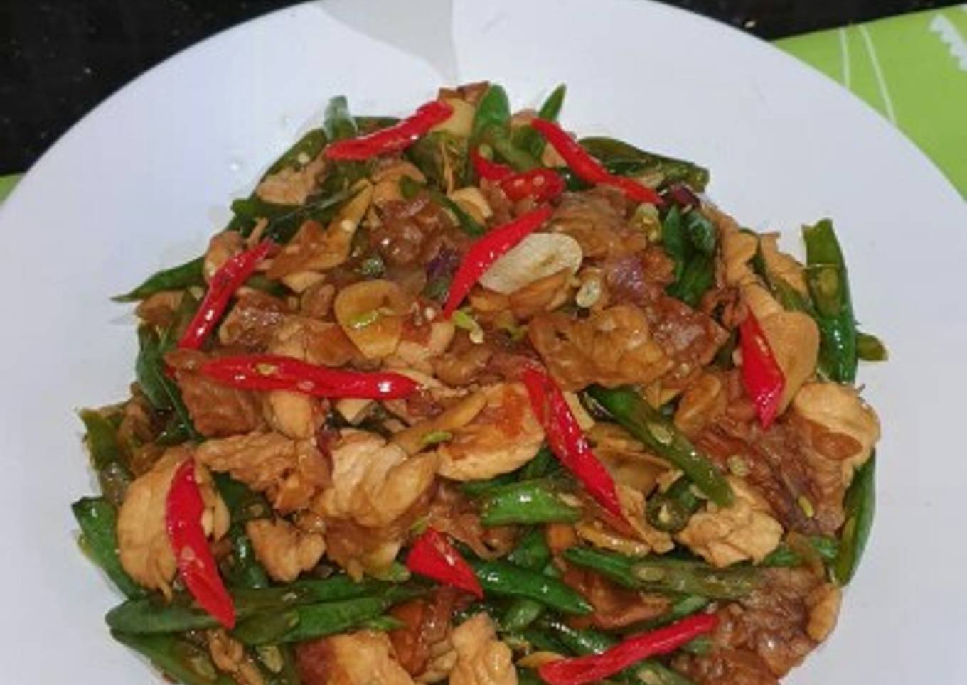 Tumis Buncis Ayam Tempe Pedas
