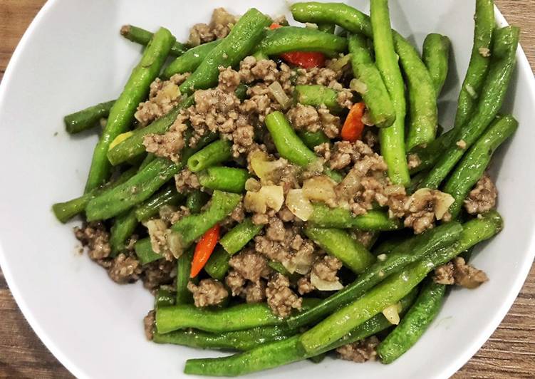 Tumis buncis daging rawit