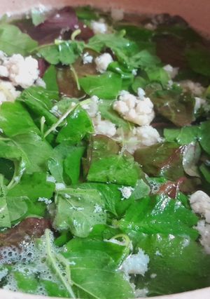 Hình của món Canh rau dền cơm nấu nạc vai xay.