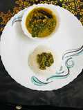 Spinach Palya with Rice for lunch (Karnataka style)