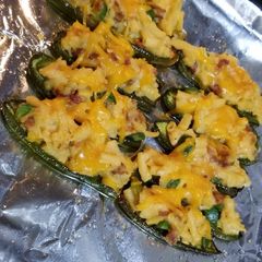 A picture of Leftover Mac 'n' Cheese Stuffed Jalapenos.