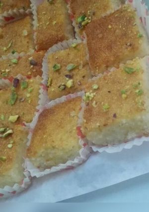 صورة لوصفة طريقة عمل بسبوسه هشه بالزبادي