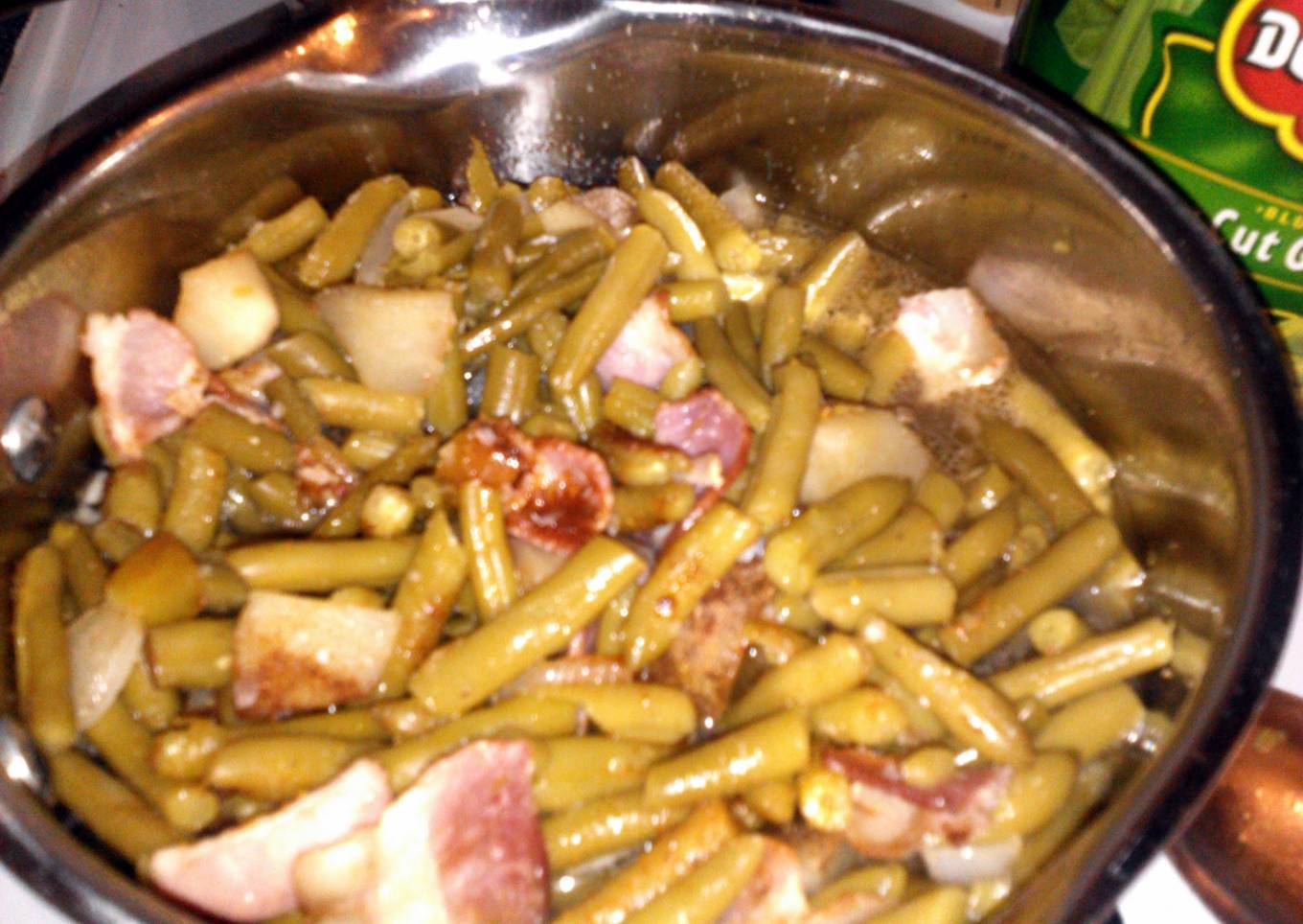 GREENBEANS WITH POTATOS,ONION.&BACON.