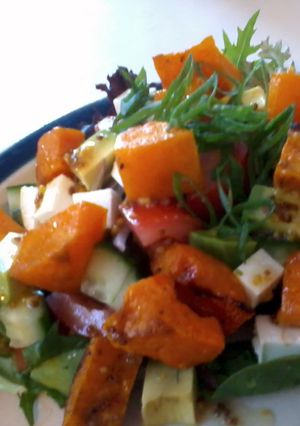 A picture of Roast Pumpkin and Pinenut salad.