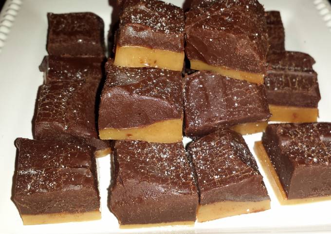 chewy salted layered chocolate caramels