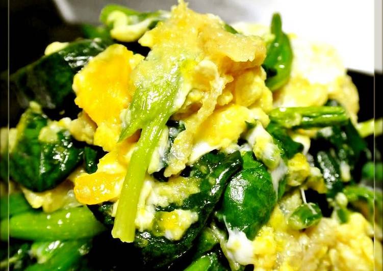 Spinach and Deep Fried Tofu with Eggs