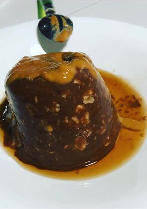 Foto principal de Desayuna flan de choco con copos de espelta