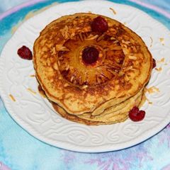 A picture of Tropical Pineapple Upside Down Pancakes.