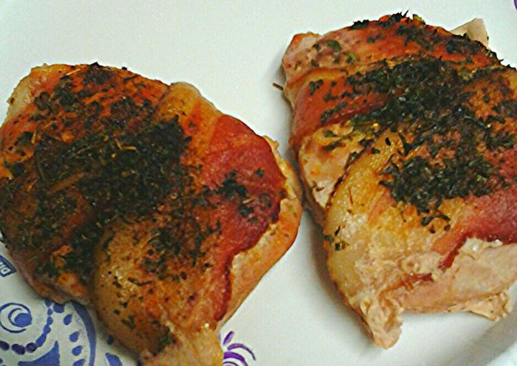 Simple Way to Prepare Perfect Herb/spice stuffed and encrusted bacon wrapped pork loin