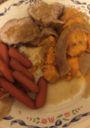 A picture of Slow Cooker Savory Sweet Pork Roast.