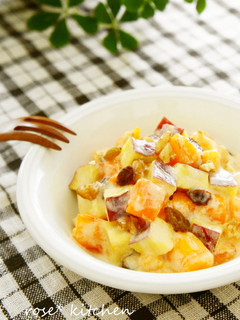 A picture of Sweet Potato and Persimmon Salad: Great for Autumn.