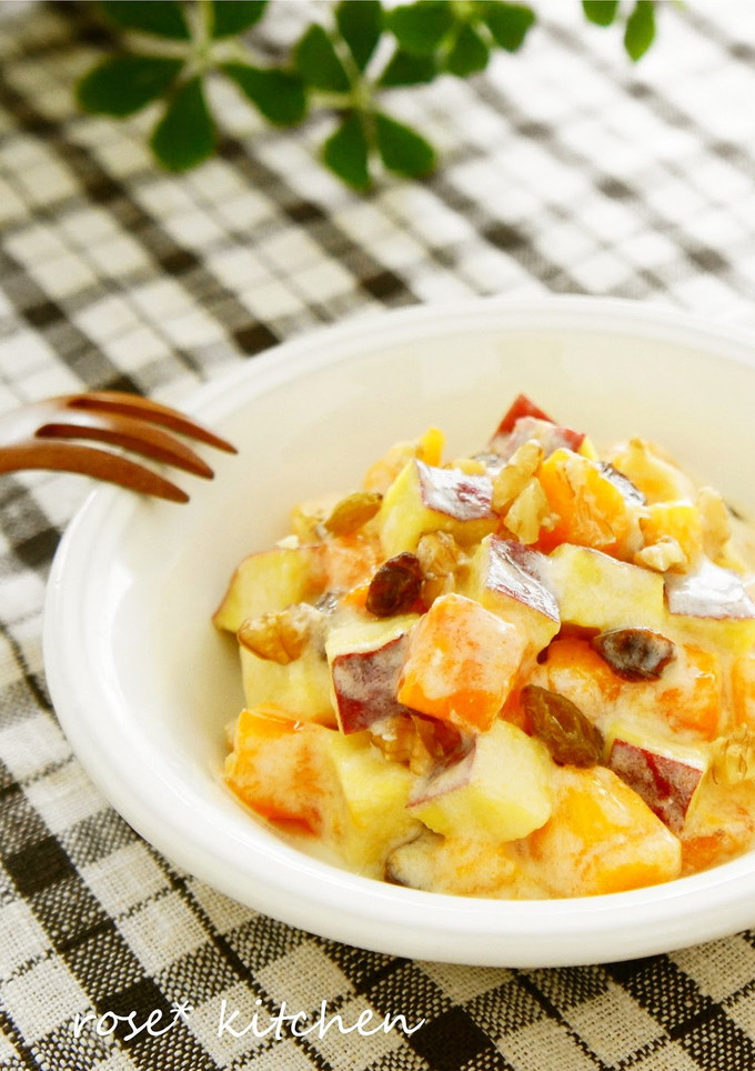 A picture of Sweet Potato and Persimmon Salad: Great for Autumn.