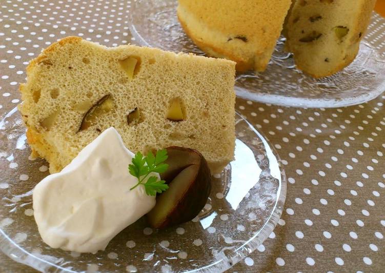Recipe of Speedy Chiffon Cake with Chestnuts Simmered in Their Inner Skins