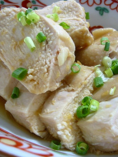 A picture of Easy With A Microwave Chicken Breast Simmered In Ginger Soy Sauce.