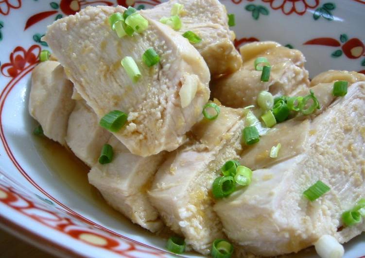 How to Prepare Super Quick Homemade Easy With A Microwave Chicken Breast Simmered In Ginger Soy Sauce