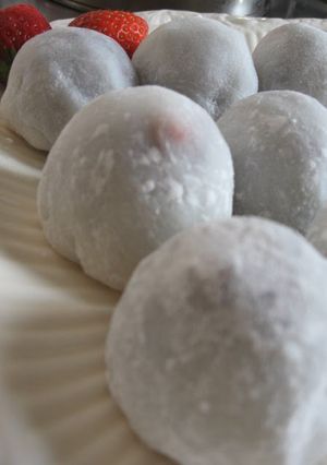 A picture of Cheap if You Make Them Yourself! Ichigo Daifuku (Strawberry Mochi Dumplings).