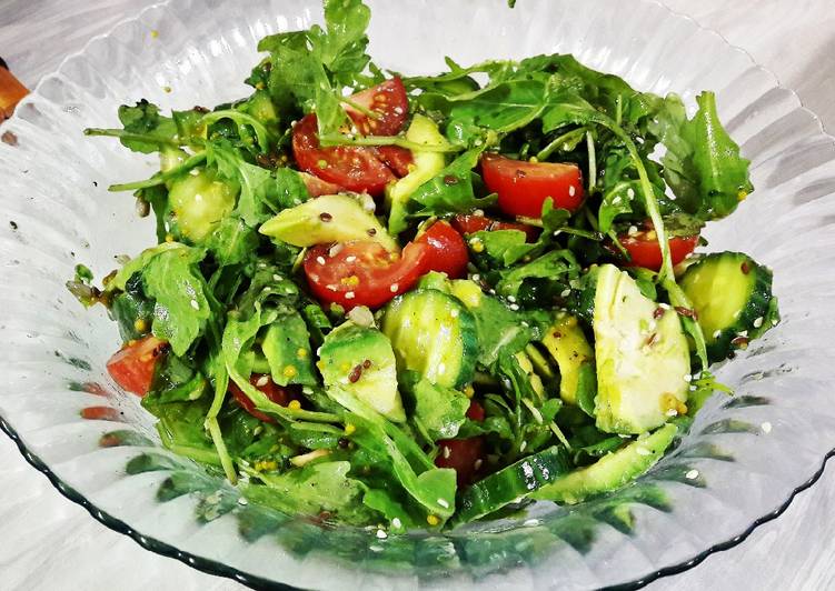 Салат с авокадо и рукколой пошаговый рецепт с фото