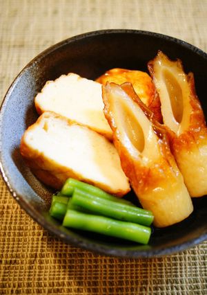 A picture of Simmered Uogashi-age and Chikuwa with Oden Hotpot Touch.