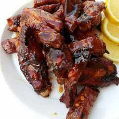 A picture of Baked Pork Belly In Chinese BBQ Sauce.