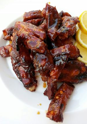 A picture of Baked Pork Belly In Chinese BBQ Sauce.