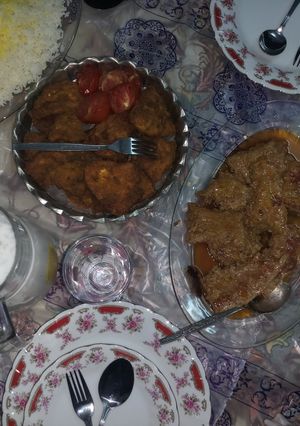 عکسی از دستور شنیسل مرغ و کباب تابه ای