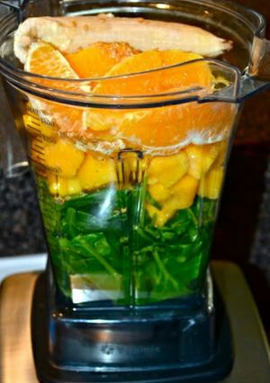A picture of Mango orange coconut smoothie.