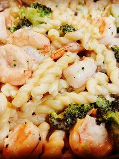 A picture of Broccoli Shrimp Alfredo Pasta.