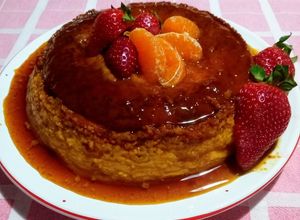 Una foto de Flan sabor mandarinas