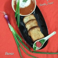 A picture of Tomato Soup And Garlic Toast.