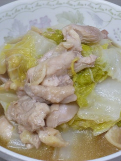 A picture of Simmered Chicken and Chinese Cabbage with Soup Stock Cubes.