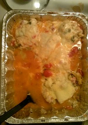 A picture of Homemade chicken poccatta.