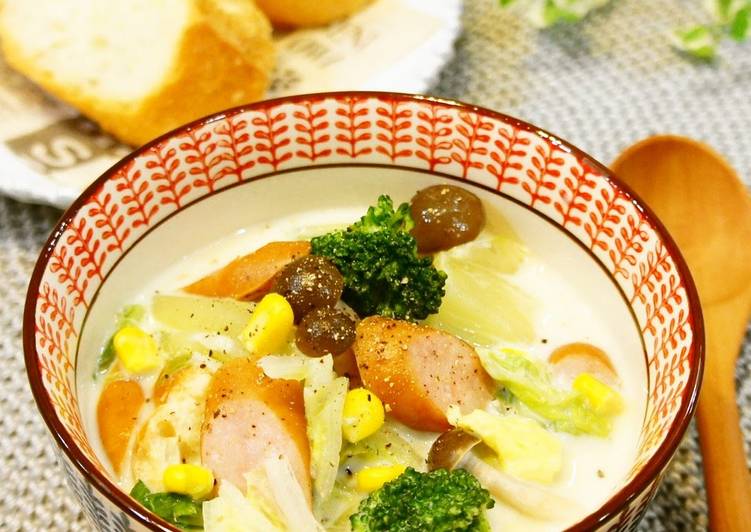 Recipe of Quick Soy Milk Soup with Lots of Chinese Cabbage