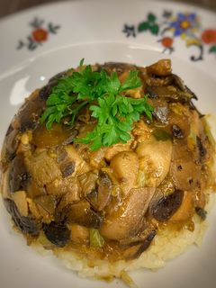 Foto resep Nasi tim ayam jamur