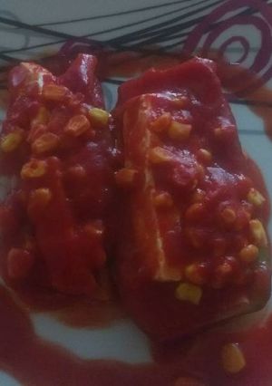 Una foto de Calabacitas rellenas al horno!!!