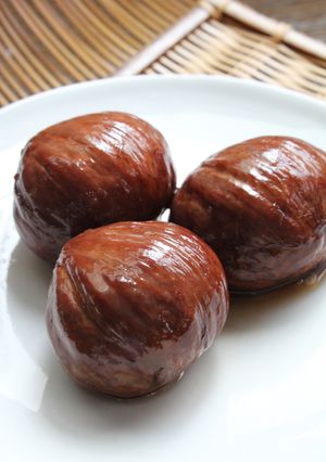 A picture of Our Family Recipe for Chestnuts Simmered in Their Inner Skins.