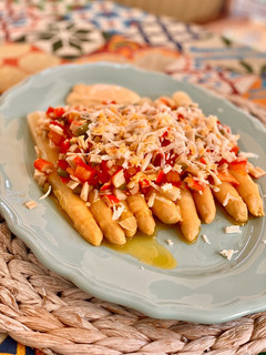 Una foto de Ensalada de espárragos blancos con picadillo