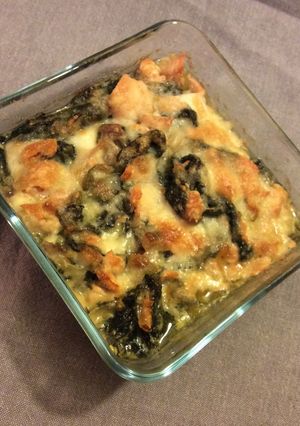 Une photo de Gratin d'épinard et saumon