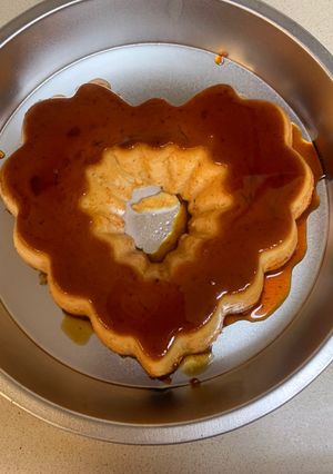 Una foto de Flan de queso
