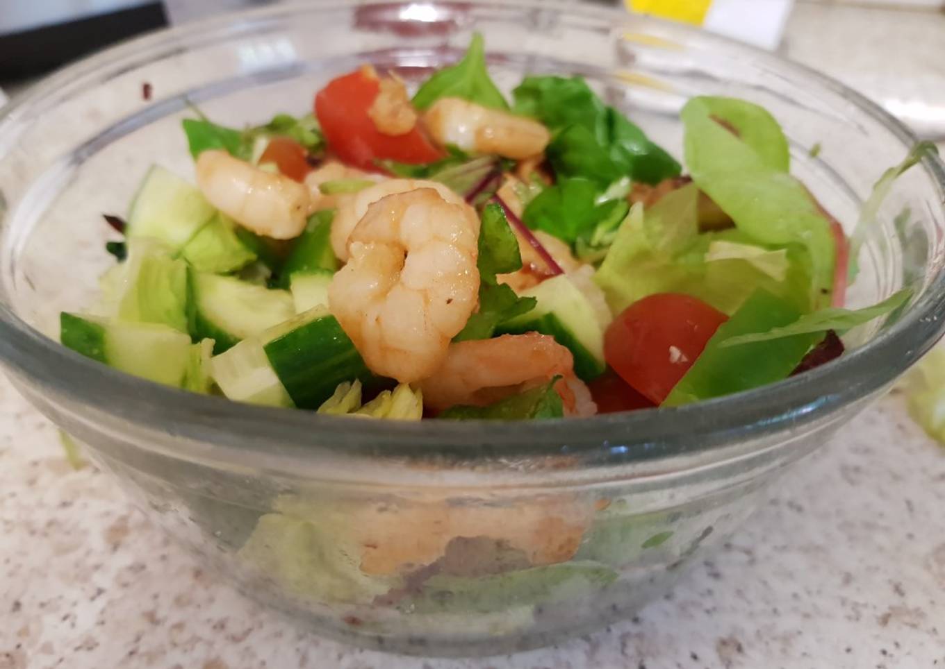 Garlic Buttered Prawns & Chicken Salad