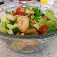 Garlic Buttered Prawns & Chicken Salad A picture of Garlic Buttered Prawns & Chicken Salad.