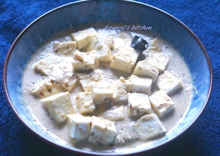 How to Make Any-night-of-the-week Nawabi paneer in white gravy