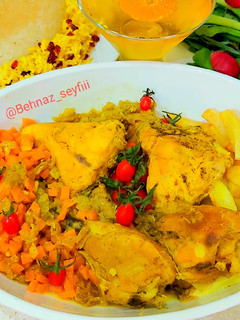 عکسی از دستور زرشک پلو با مرغ بدون روغن، غذای رژیمی