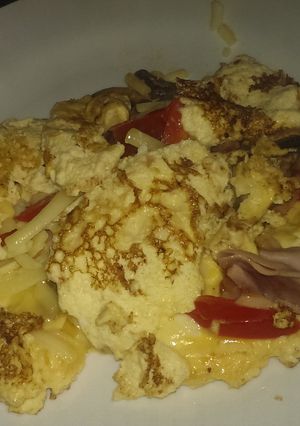 A picture of Ali's messy but delish omelette.
